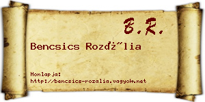 Bencsics Rozália névjegykártya
